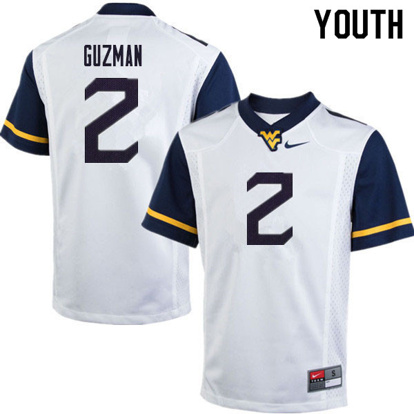 2020 Youth #2 Noah Guzman West Virginia Mountaineers College Football Jerseys Sale-White